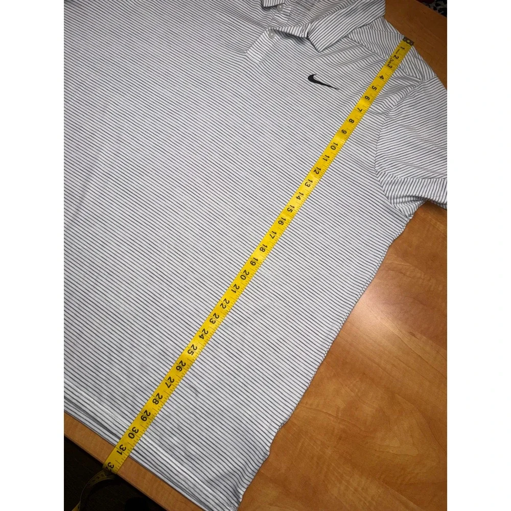 Nike Golf Tiger Woods TW Dri-FIT Polo Shirt Mens XXL White Grey Striped